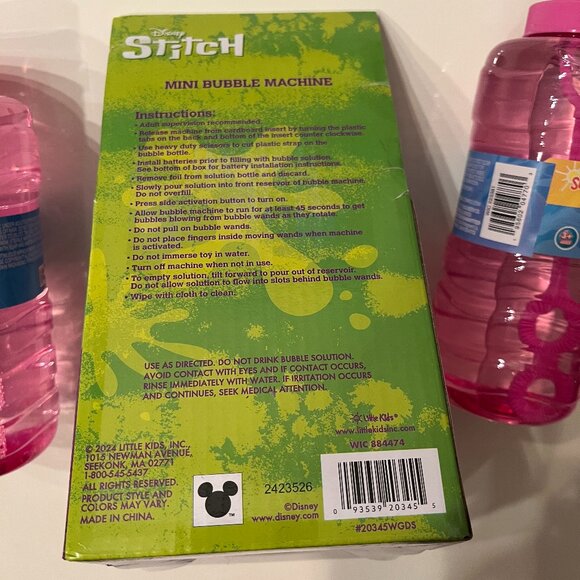 Stitch Mini Bubble Blower Machine + 2 Pink Bubble Bottles Disney  (NEW) (hgx) - Picture 9 of 10